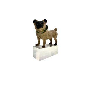 Pug Dog Figurine Small Adorable with Acrylic Base Vintage Christmas Decor Gift